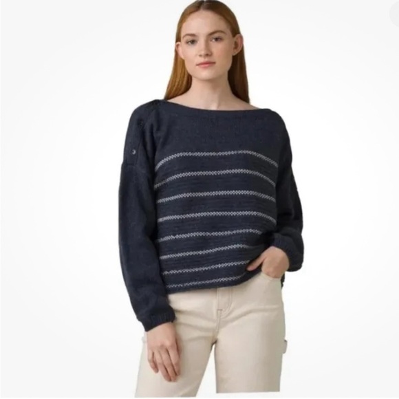 Prana - Navy Striped Sweater Size M - Picture 4 of 8
